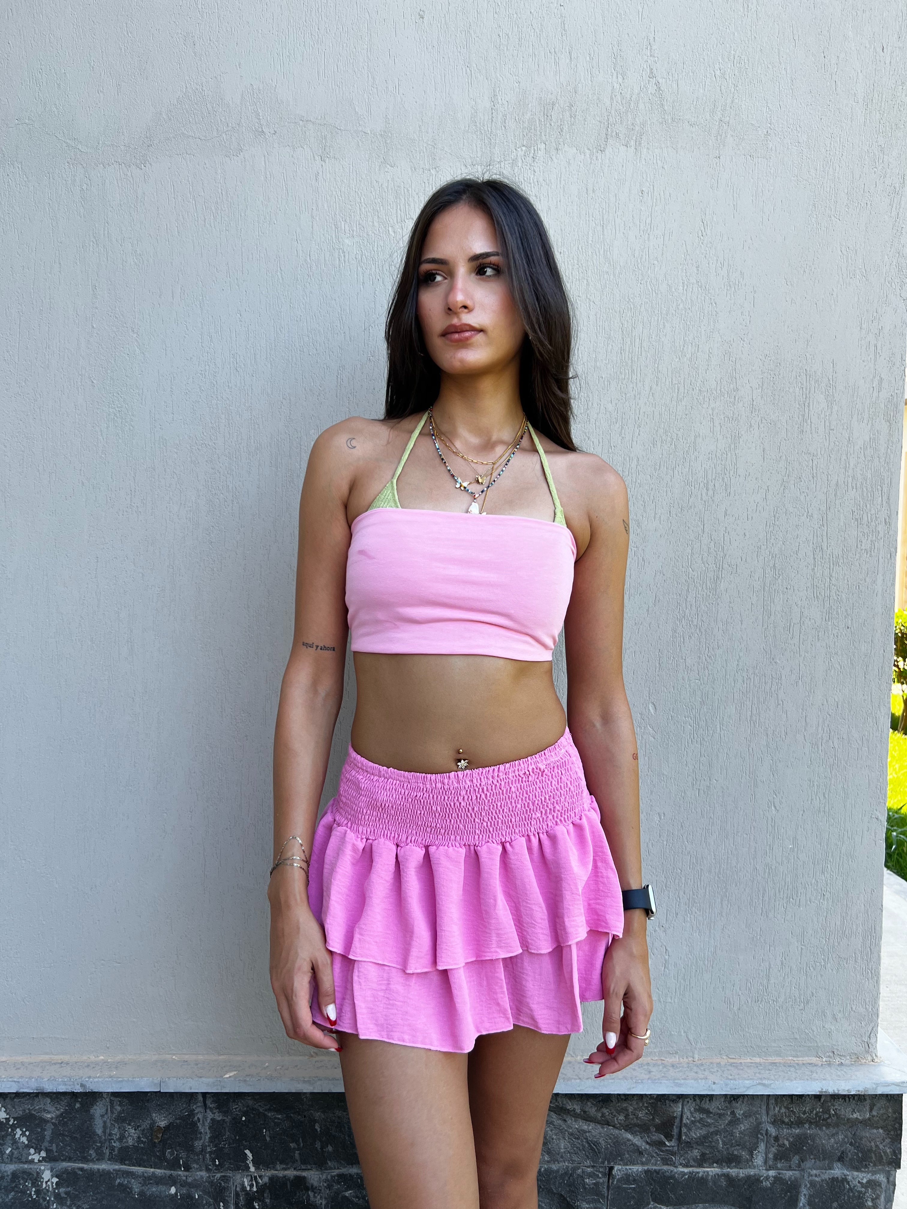 RUFFLE SKIRT IN PINK