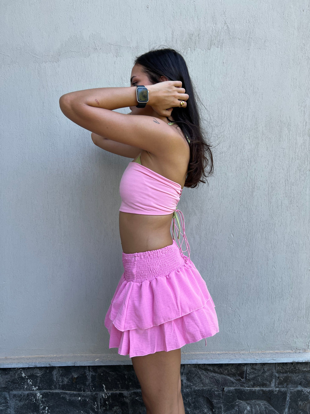 RUFFLE SKIRT IN PINK