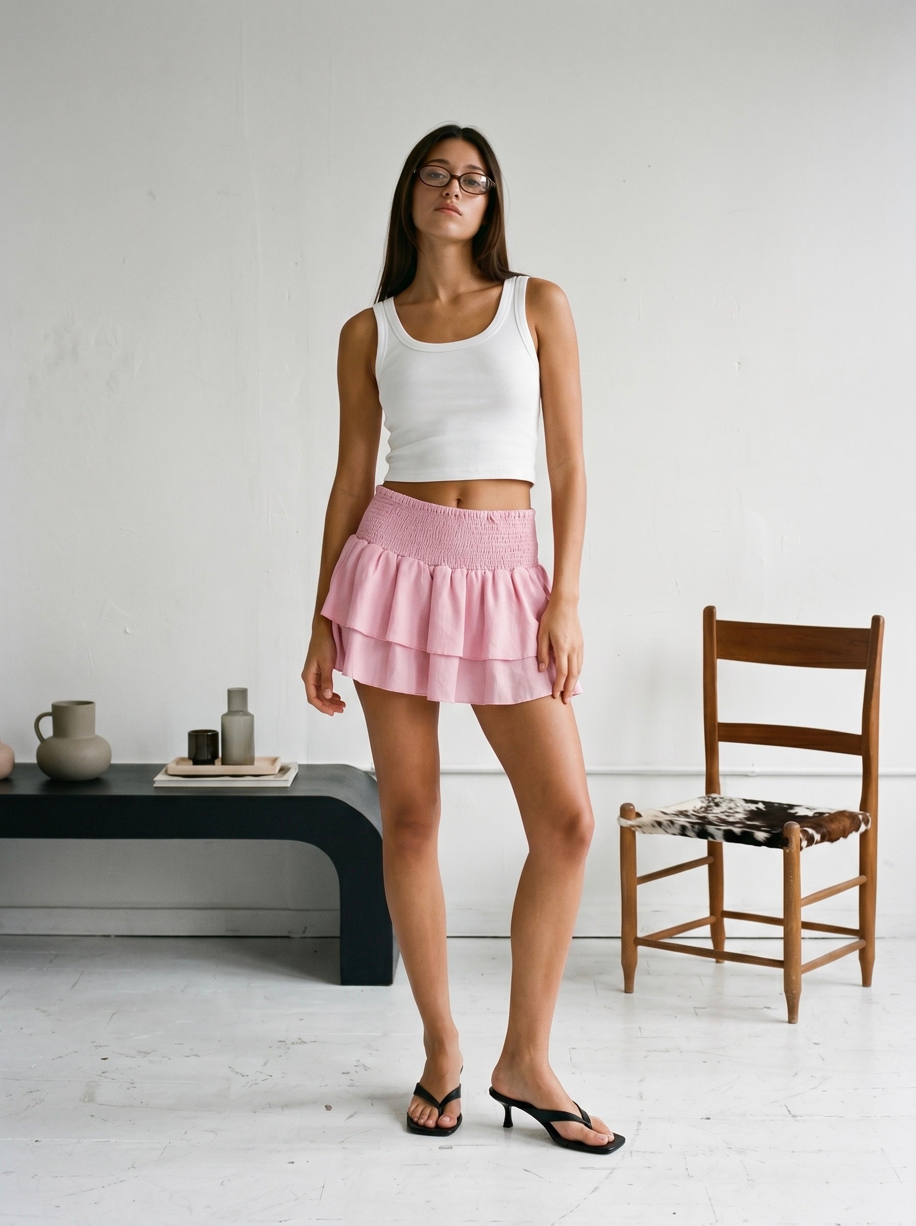 RUFFLE SKIRT IN PINK