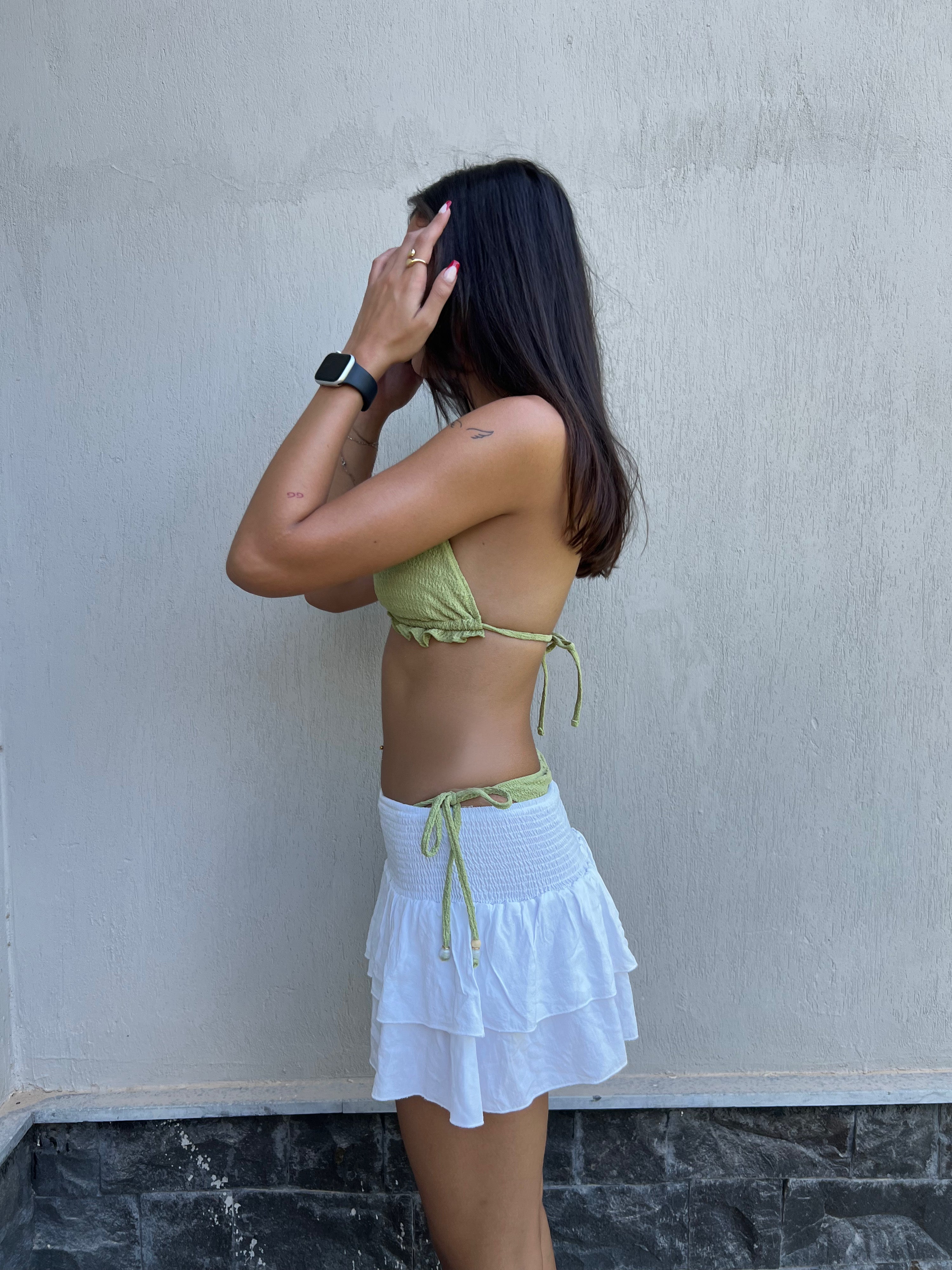 RUFFLE SKIRT IN OFF WHITE