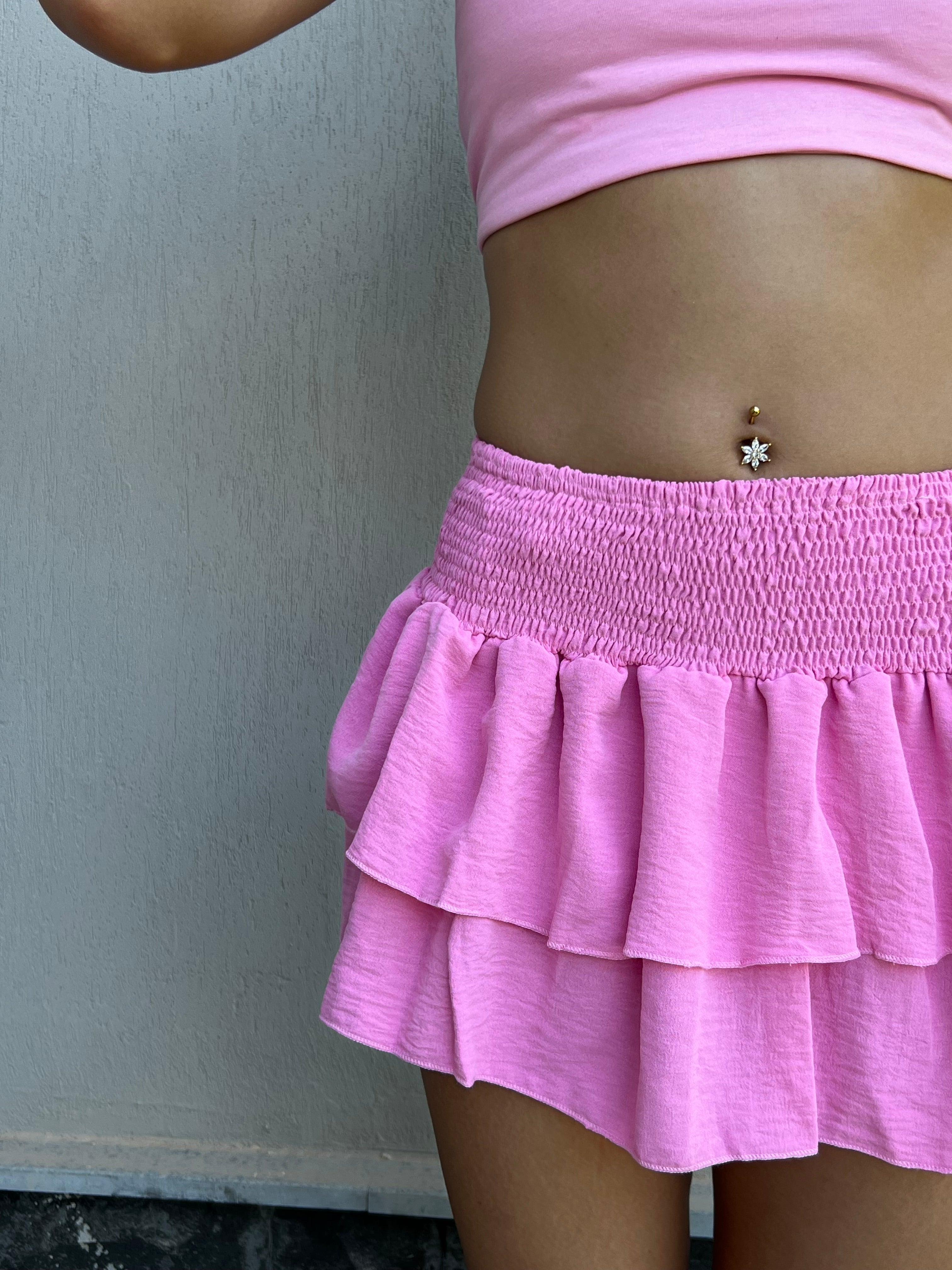 RUFFLE SKIRT IN PINK