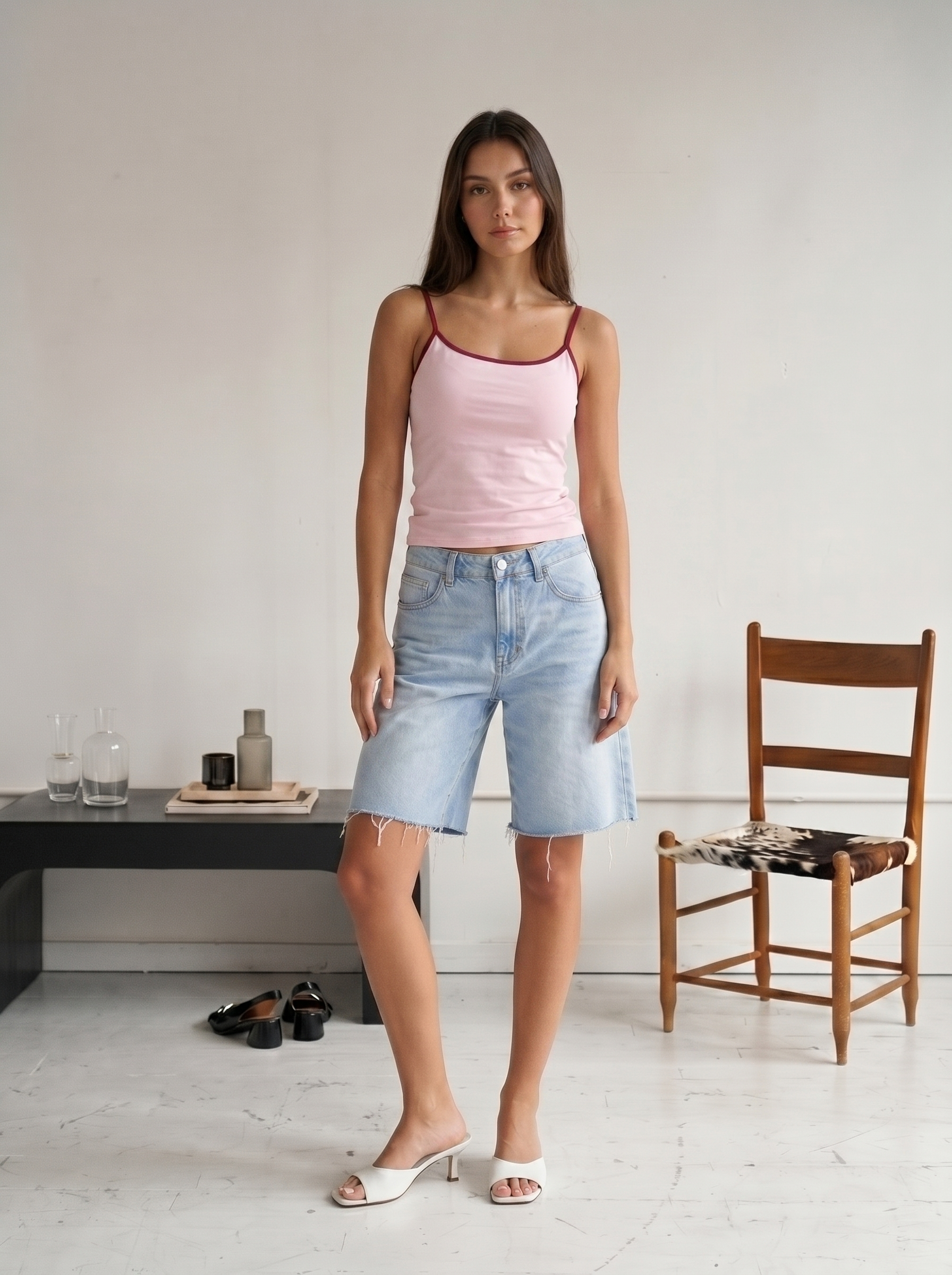 Spaghetti top in baby pink