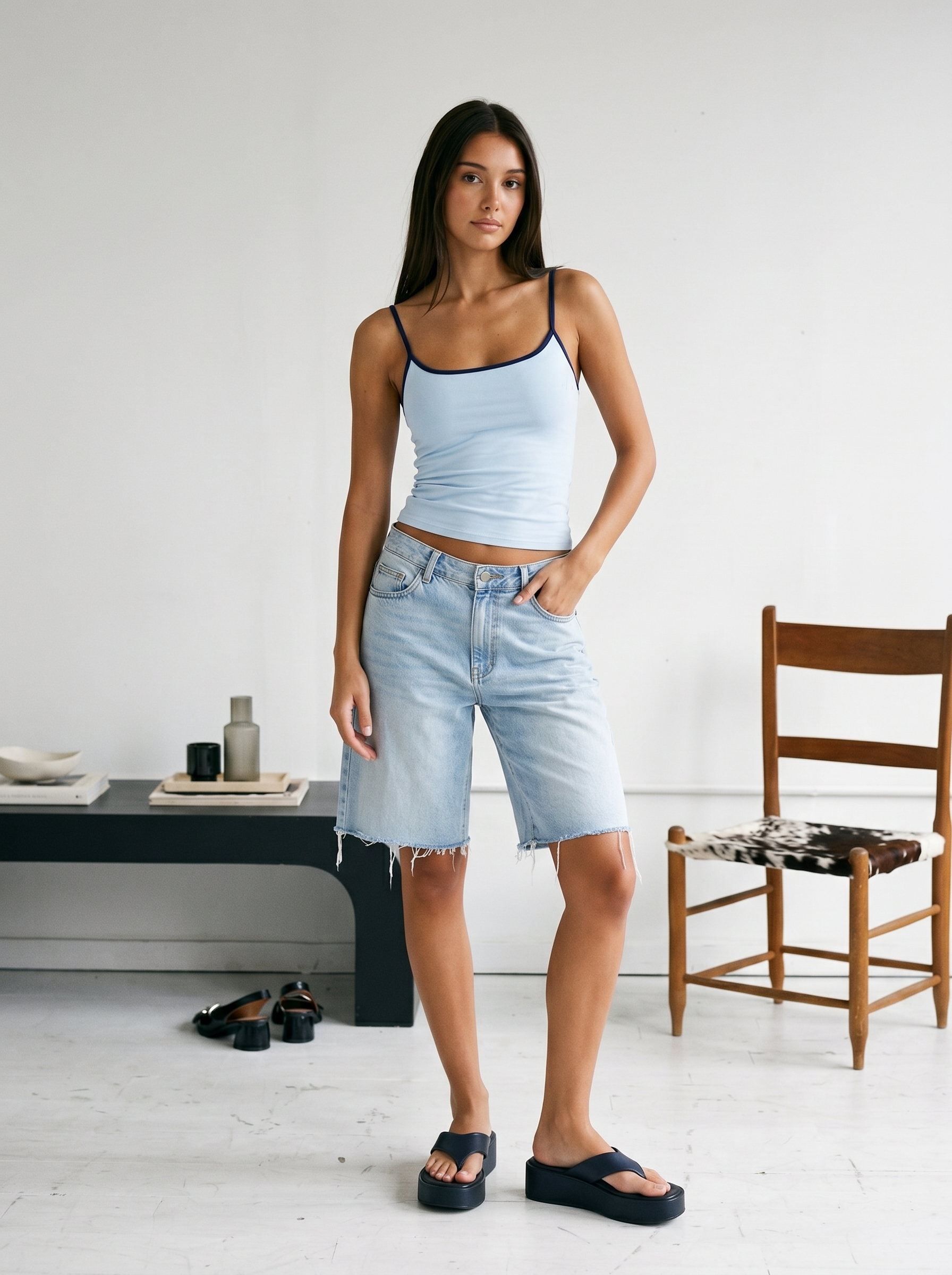 Spaghetti top in baby blue