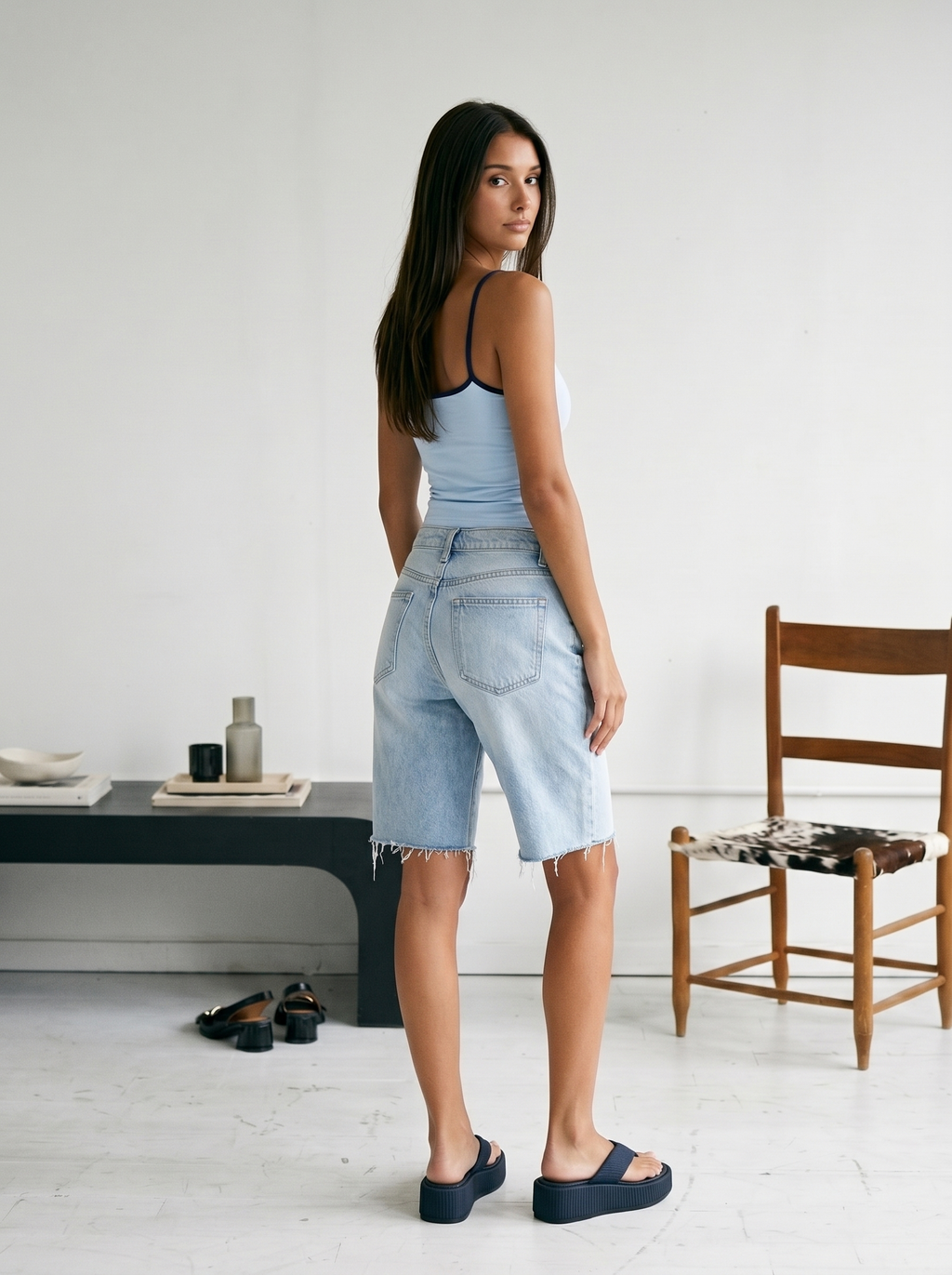 Spaghetti top in baby blue