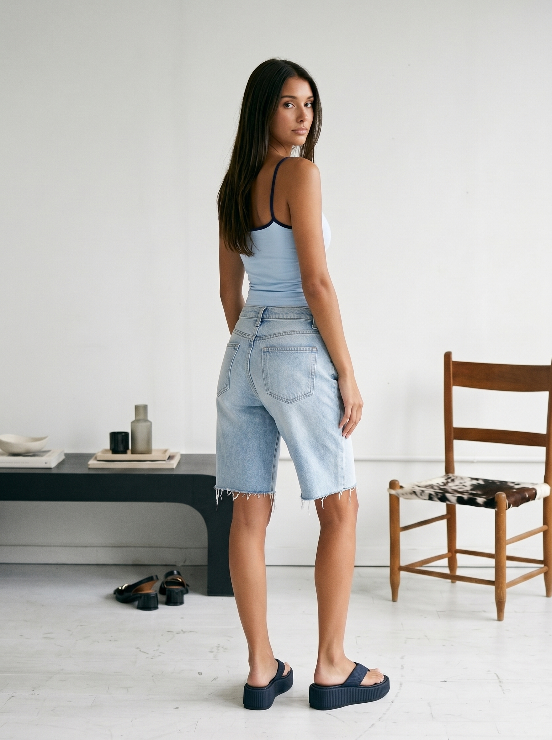 Spaghetti top in baby blue
